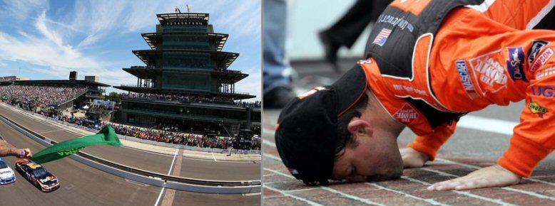 Indianapolis Speedway and Tony Stewart Kissing the Bricks